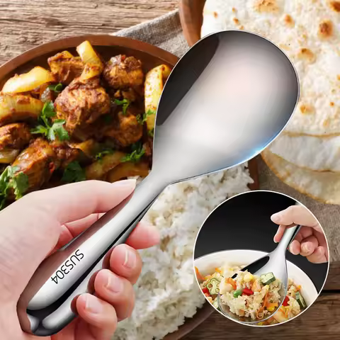 Rices Spoon Stainless Steel Serving Spoon Kitchen Non Stick Rices Shovel Household Large Soup Split