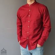 เสื้อเชิ้ตชายคอจีน เสื้อเชิ้ตชาย เสื้อเชิ้ตคอจีน เสื้อผู้ชายคอจีน เสื้อคอจีน คอจีน ผ้า oxford สีแดง