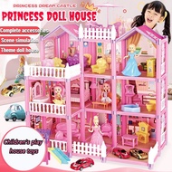 Barbi Doll House Kids Toys for Girls Story Villa DIY Birthday Gifts Assemblyfor Girls Toys