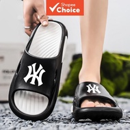 Women Ny Logo Platform Slides Non Slip Thick Sole Indoor Slippers