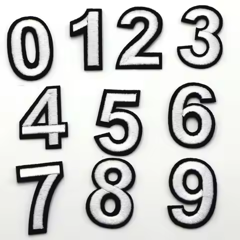 1PC Number 0-9 Black White Embroidered Letters Iron On Patch Applique For Kid Clothing Bags Sewing N