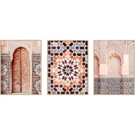 3 Pieces Islamic Wall Art Posters And Prints Canvas Painting Moroccan Architecture Photography Wall 