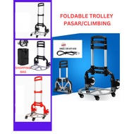 Smart Foldable Hand Trolley Shopping Luggage Truck 75KG Troli Angkat Barang Berat Tangga折叠家用手推车