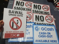 signage no smoking / bawal umihi dito/ Gcash A4 size
