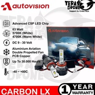 Promo Autovision Carbon LX H1 H4 H7 H11 HB3 D2S D2R HIR2 63 Watt 5700K 1 Year Warranty CSP LED Chip 