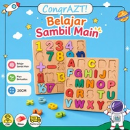 CongrATZ PUZZLE WOODEN PUZZLE ALPHABET NUMBER CHILDREN PUZZLE ABC 123 JIGSAW PUZZLE EDUCATIONAL TOY