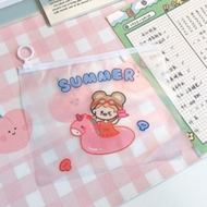 Pouch Zip Lock Kosmetik Transparan Motif Hewan Tas Kosmetik Karakter Dino Bear Cow ZipLock Plastik Z