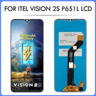 YY 6.5 "จอ LCD แบบดั้งเดิมสำหรับ Itel Vision 2S P651L จอแสดงผล LCD ของแท้และชุดประกอบดิจิทัลเซ็นเซอร