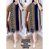 DRESS TENUN TUNIK RUMBAI, BAJU DRESS WANITA