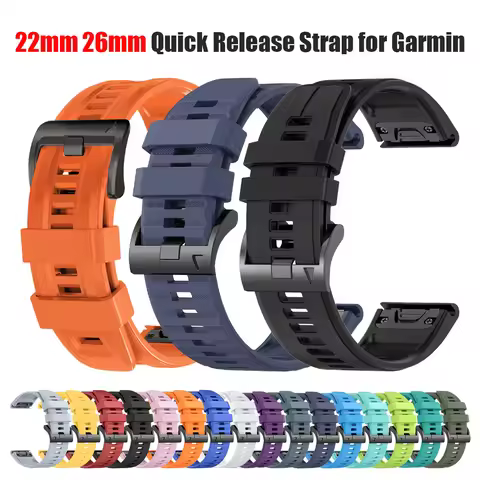 22mm 26mm QuickFit Silicone Strap for Garmin Forerunner 970 955 965/Fenix 8 E 51mm/Tactix 8 7 Band D