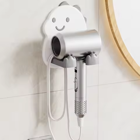 FLE Hair Dryer Holder Wall Mounted, Stainless Steel Self Adhesive Blow Dryer Holder Rack for Dyson S