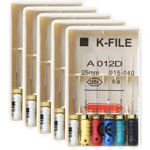 5 Packs Dental K-FILE File 21/25/31mm SSt Endo Root Canal K Files Hand Use Endodontic Finger Spreade