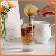 Cc Coffee cup heat-resistant glass water cup 400ml minimalist aesthetic photo prop glass