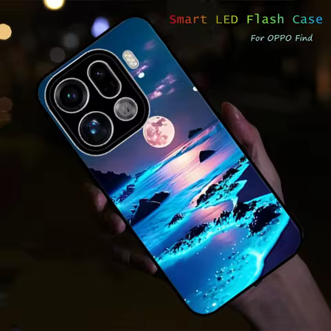 Luminous Back Covers For OPPO Find X 9 Pro x9Pro 5G Landscape LED Selfie Light Phone Case Glass Capa