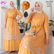 gamis pesta wanita new zelvia baju muslim pesta wanita terlaris 2021 - yellow