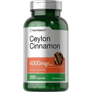 Horbäach Ceylon Cinnamon Capsules 4000mg | 250 Count |, Gluten Free
