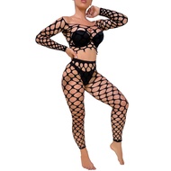 Women Lingerie Fishnet Bodysuit Sparkle Rhinestone Sexy Mesh Teddy Body Stocking Cut-Out Cami Bodyst