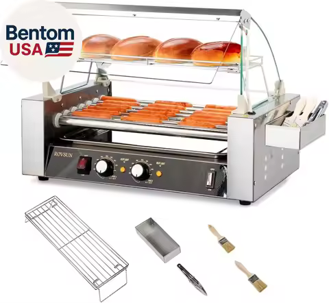 Hot Dog Roller 18 Hot Dog 7 Rollers ETL Certified, Sausage Grill Cooker Machine
