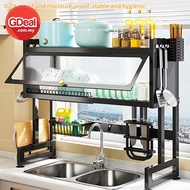 GDeal 85cm/95cm/105cm Kitchen Sink Rack With Cabinet Door Rack Knife Storage Dustproof Dish Shelf