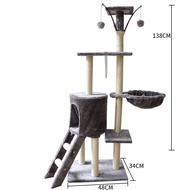 【ShopWithJoy】125 cm Large Cat Tree Cat Condo Bed Scratcher House Cat Tower Hammock Cat Tree Rumah Kucing Mainan Kucing