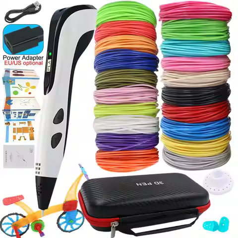 Funny Children's 3D Printing Pen 3D Pen With Power Adapter LCD Display Color PLA Filament Suitcase K