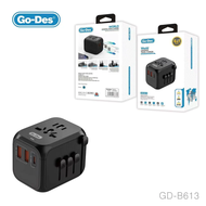 Go Des ( หัวปลี๊กชาร์จแบบ Universal ) Model Gd-B613 World Universal travel charger PD 20W 2 USB OC18