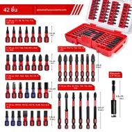 Geinxurn 42 ชิ้น Impact ไขควง ชุด Bit พร้อม Tough Case S2 Steel Bit Set 1 /2" Long Impact bits พร้อม
