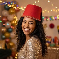 JAVIER Felt Fez Cap, Moroccan Hat Round Tarboosh Fez Hat, Universal Cosplay Red Color Breathable Tur