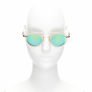 CHROME HEARTS Bo'jmir II reflective green lens clear frame sunglasses