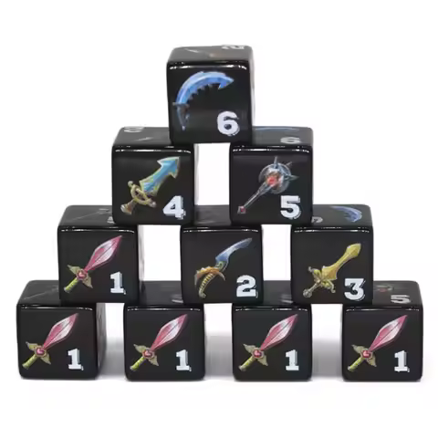 90Pcs/Set Print Sword D6 Dice 16mm Six Sided Spot D6 Acrylic Games Dice Set Suitable For Entertainme