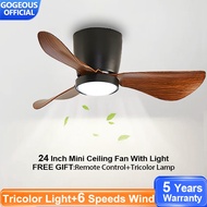 GOGEOUS 24/42 Inch Mini Ceiling Fan Light Remote Control DC Motor Small Fan Light Balcony Flush Mount Baby Fan Light