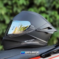 SPYDER SPIKE 2 V2 Plain (Matte Black/Gray) FULL FACE - SINGLE VISOR (with FREE Clear Lens & Spoiler)