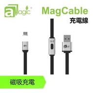aMagic - MagCable Micro-USB磁吸充電數據線 扁線可正反使用可充電可傳數據有指示燈充顯示電狀態充電數據線 適用於安卓Android手機平板磁性強勁自動吸附一碰即充免除頻繁拔插充電線MAG-MUC