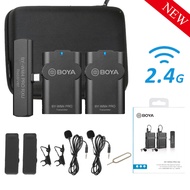 BOYA BY-WM4 Pro Wireless Lavalier Microphone System 2 Transmitters with USB Type-C Connector Receiver for Samsung Huawei iPad Android Devices Smartphone Live Stream Broadcasting Vloggong
