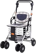 Shopping Cart Folding Shopping Cart with 4-Wheels Aluminum Alloy Shopping Trolley Utility Cart for S