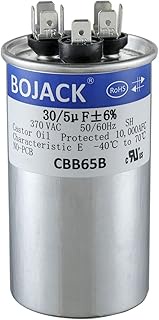 BOJACK 30+5uF 30/5MFD ±6% 370V CBB65 Dual Run Circular Start Capacitor for AC Motor Run or Fan Start