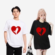 100% Cotton Men's and Women's T-shirt, heart print on red background 2 - Down Form - VLT.97 [Bigmall