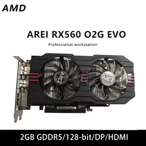 RX 560 2GB GDDR5 Graphics Card AREI O2G EVO GPU PCI Express 3.0 HDMI DP DVI for Desktop PC Gaming Co