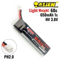 Alienmodel 1S HV 3.8V 650mAh 60C Lipo Battery with PH2.0 Plug AL650/60-1S
