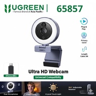 UGREEN Webcam 2K with 4-Level Ring Light Auto focus QHD Resolution Lens Cover 65857