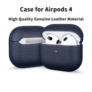 Genuine leather Lychee Pattern AirPods 4 Generation Protective Case 2024 Airpods 4 anc Case