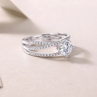 925 Sterling Silver Round Cut 1CT Moissanite Engagement Ring  VVS D Color Promise Ring