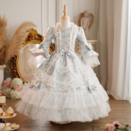 Children's Rococo Baroque Historical Period Dress Girls 18th Century Victorian Flower Dress Kids Dra