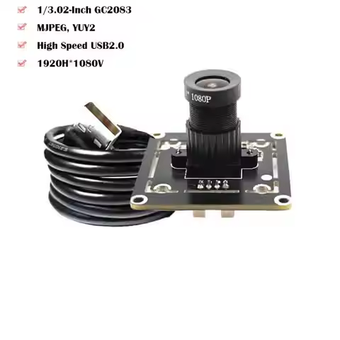 2MP HD 1080P GC2083 USB Camera Module 30FPS FF 79° MJPEG, YUY2 UVC-compliant, Plug and Play for Prod