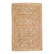Handwoven Jute Area Rug Braided Door Mat Non-Slip Entryway Floor Mat Neutral Color Bedroom Living Ro