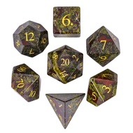 new Cusdie Dragon Blood Stone Dice DND Handmade Gemstone Dice Set with Box D4-D20 Polyhedral Dices f