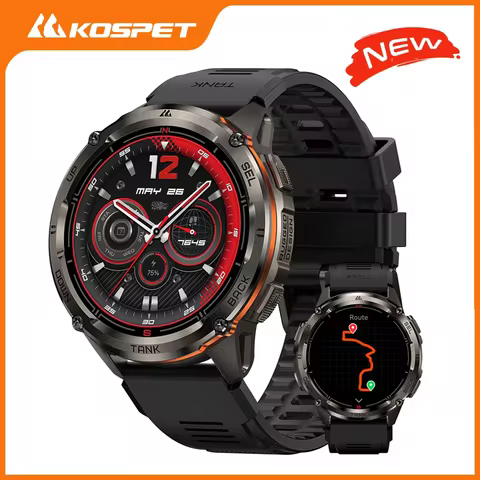 KOSPET TANK T3 Ultra 2 GPS Smart Watch for Men Bluetooth Call 5ATM IP69K Waterproof Men's Watch Stai
