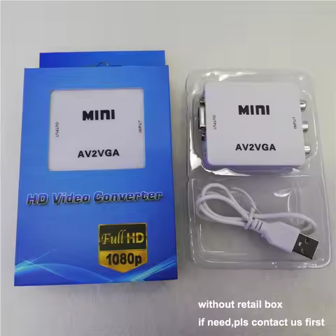 Mini 1080P RCA AV To VGA Video Converter Adapter with 3.5mm Audio AV2VGA / CVBS + Audio for PS2 DVD 