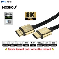 MOSHOU 8K UHD HDMI 2.1 Cable (3D HDR Dolby eARC Atmos) Full HD 2K 4K 8K TV HDMI to HDMI Cable (8K Ce