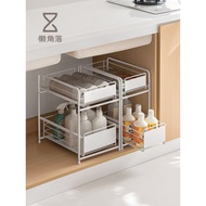 懒角落厨房下水槽置物架 Pull-out Under Sink Organizer Cabinet Spice Rack Storage Shelf EJ6E Lazy Corner Kitchen 